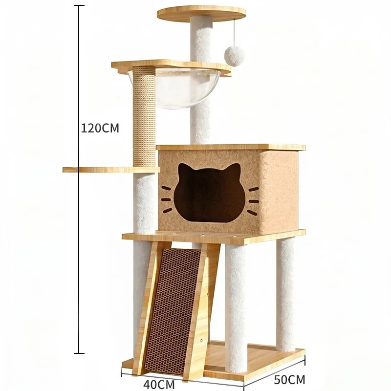Arbre à Chat Multi-Niveaux avec Hamac, Griffoirs et Balle de Jeu – Modèle "Le Grand Hamac"