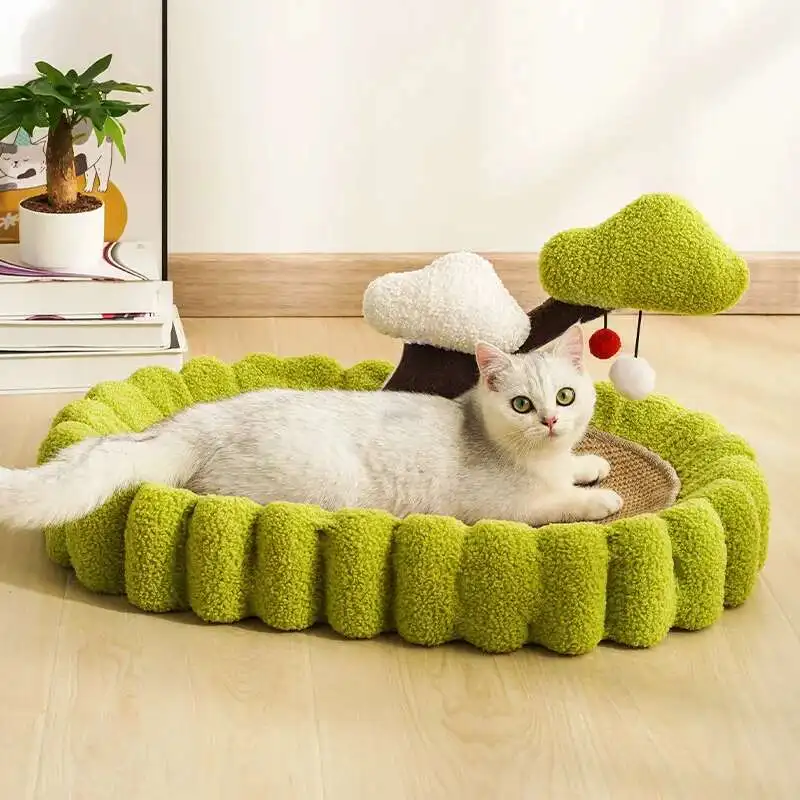 Griffoir Nid Ovale en Lin 65 cm pour Chat – Panier Douillet et Résistant – Modèle "Petit Nid de Lin"
