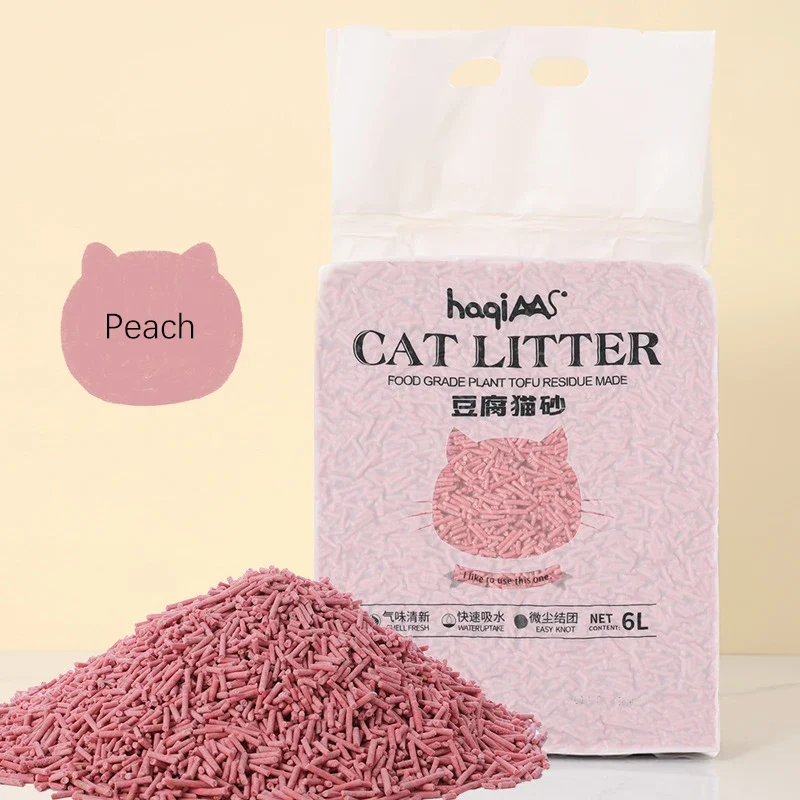Litière Tofu Parfum Pêche – Modèle "SoftTofu Peach 6L"