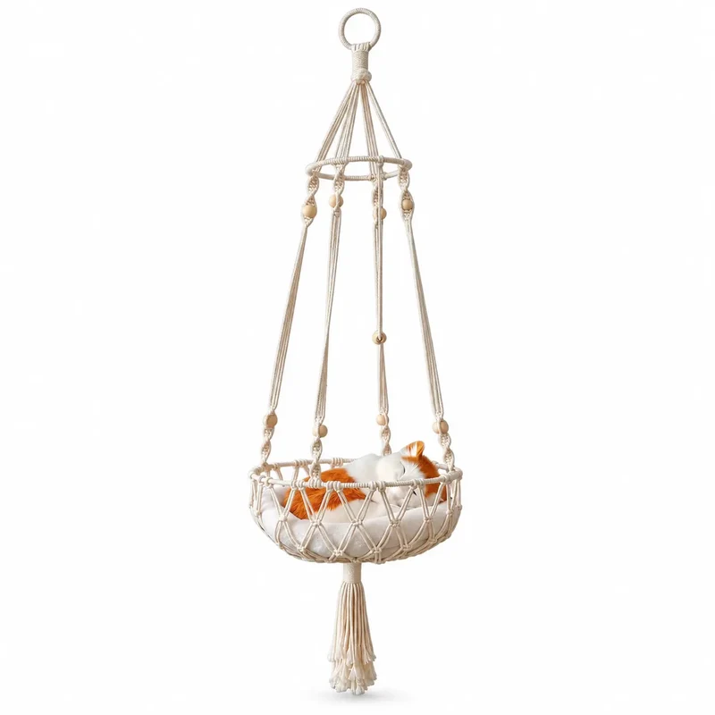 Panier Suspendu Macramé pour Chat