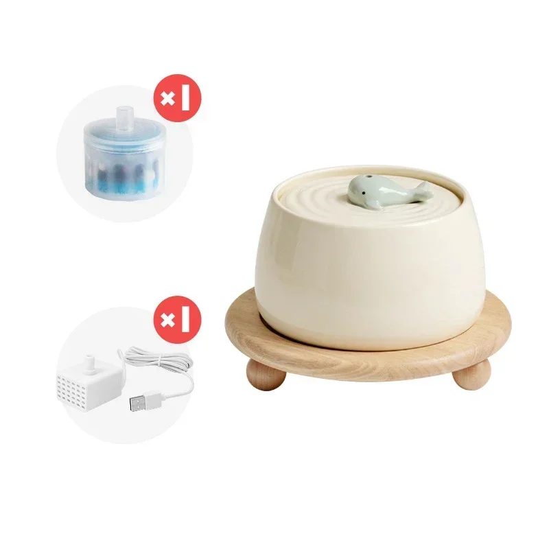 Fontaine à eau pour chat en céramique 1,3L design naturel "Source Zen"