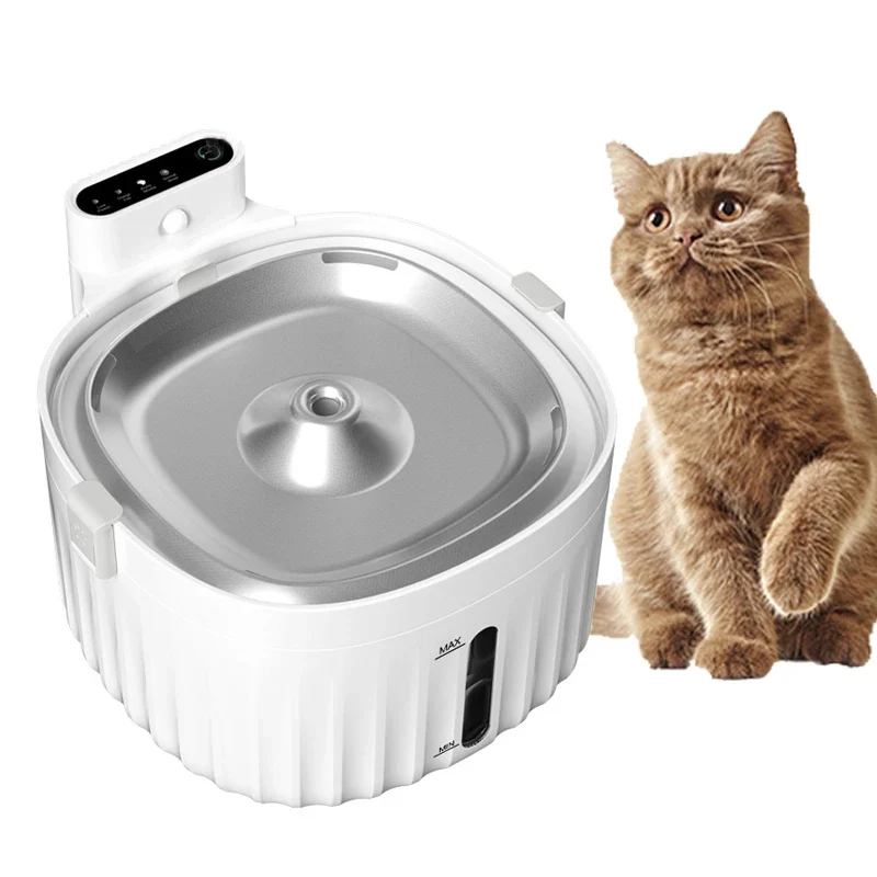 Fontaine à eau pour chat avec capteur inox 2L sans fil "SilverPulse"