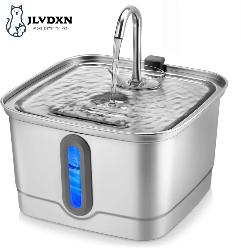 Fontaine à eau pour chat en inox 3L avec filtration "Source Argentée"