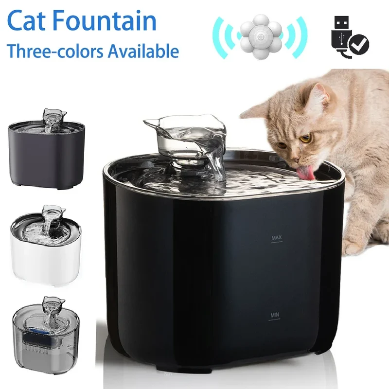 Fontaine à eau pour chat 2.2L automatique avec filtre et capteur "Moustachette"