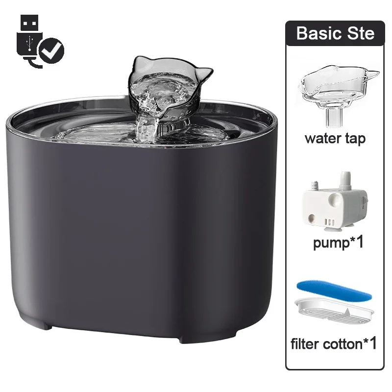 Fontaine à eau pour chat 2.2L automatique avec filtre et capteur "Moustachette"