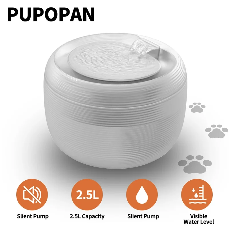 Fontaine à eau pour chat 2.5L ultra silencieuse avec LED "Perle de Rosée"