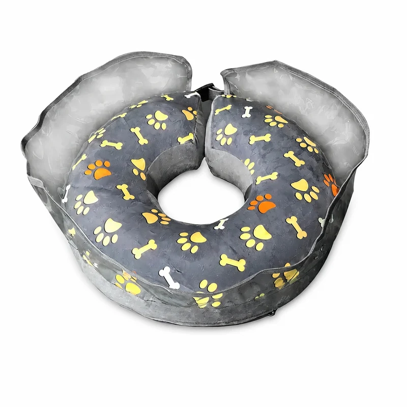 Collerette Gonflable avec Motifs de Pattes et d'Os
