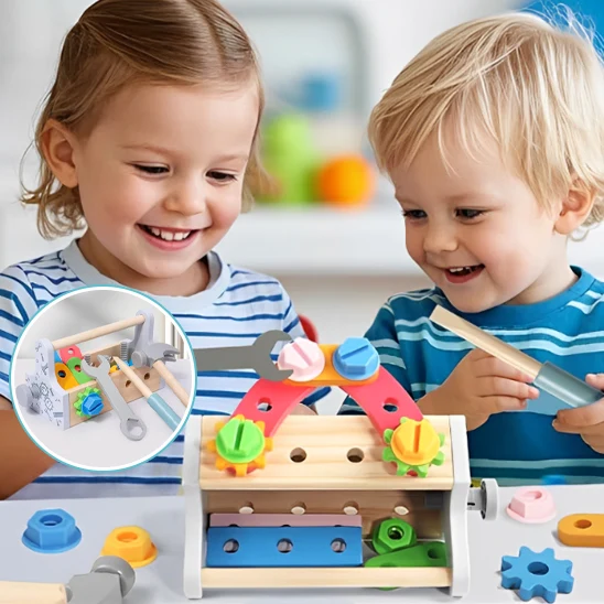Jeu de Construction en Bois Isaé™ | Boîte à Outils Enfant