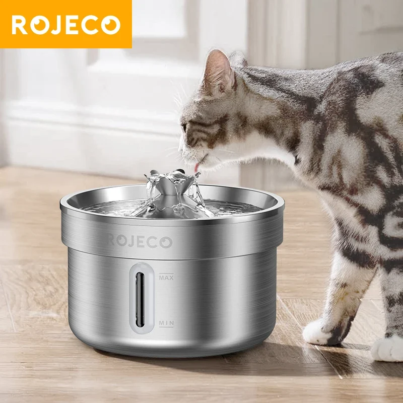 Fontaine à eau pour chat en acier inoxydable avec filtration au charbon et pompe silencieuse "Source féline"