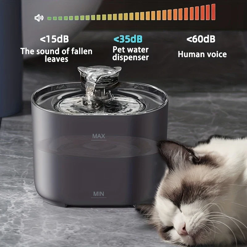 Fontaine à eau pour chat 2,2L silencieuse avec filtre et circulation continue "Brume Paisible"