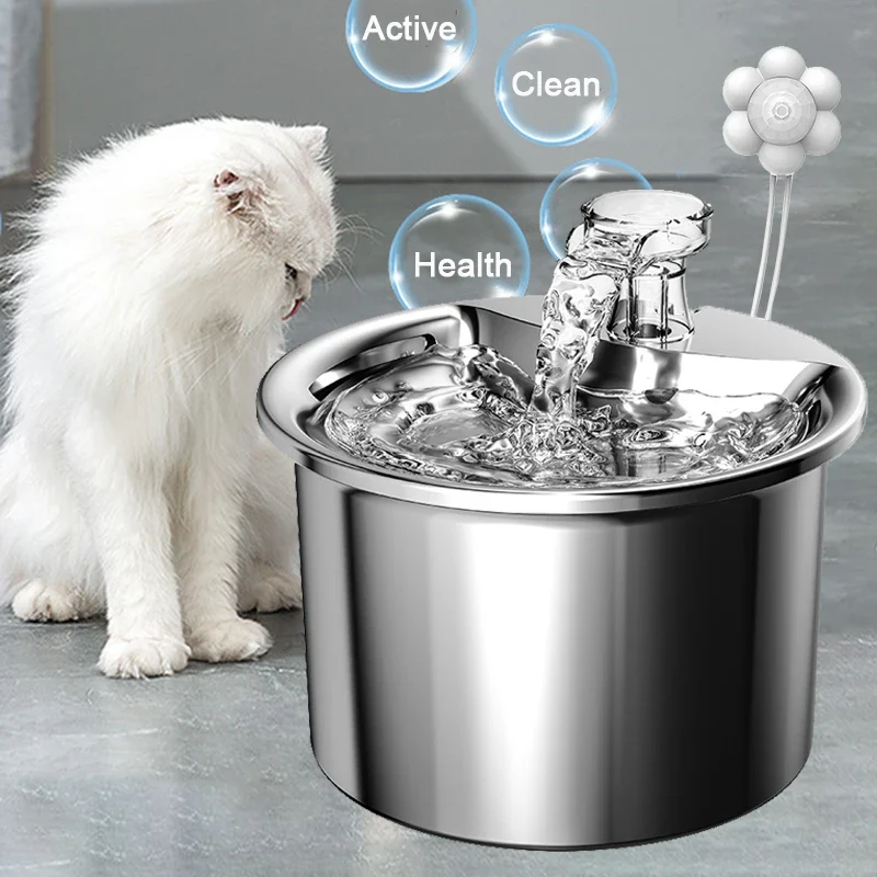 Fontaine à eau pour chat en inox avec capteur intelligent "Cascade Pure"