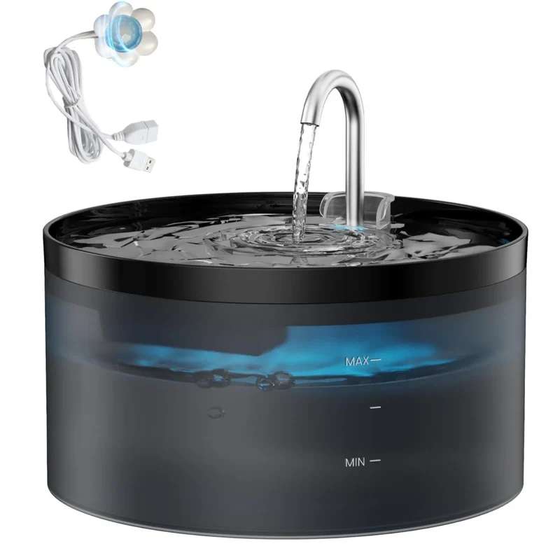 Fontaine à eau pour chat silencieuse 2,1L avec effet robinet "Nuit Bleue"