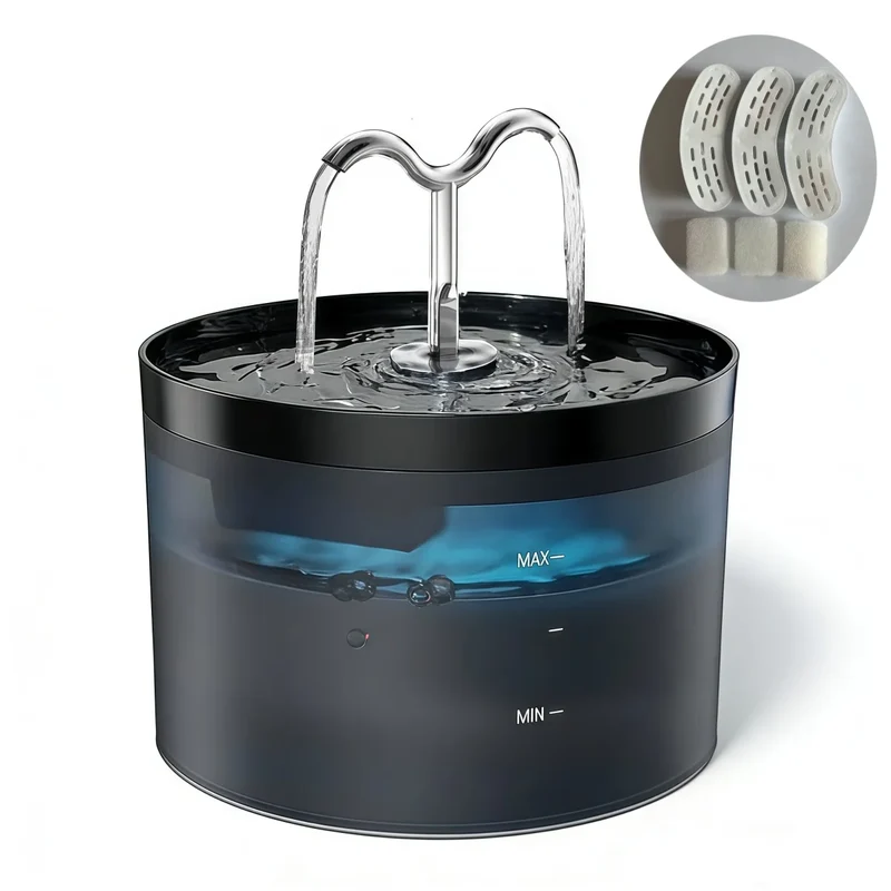 Fontaine à eau pour chat silencieuse 2,1L avec effet robinet "Nuit Bleue"