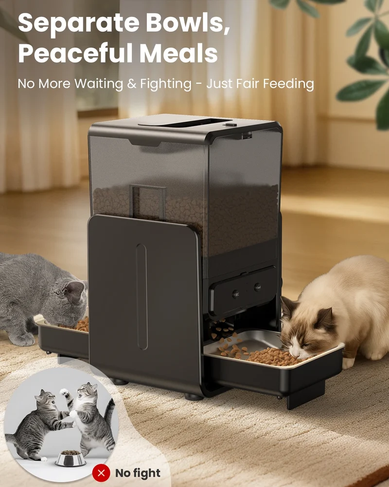 Distributeur automatique pour chat double gamelle "MiaouPartage" – Modèle "Repas Paisible"