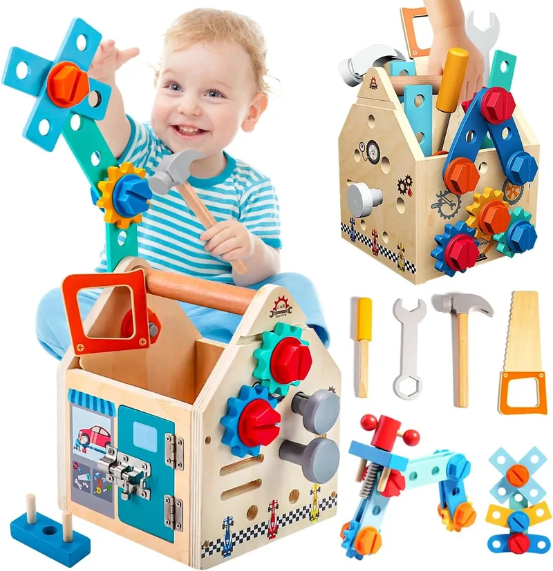 Boîte d'Outils en Bois pour Enfant | Bricolage Éducatif