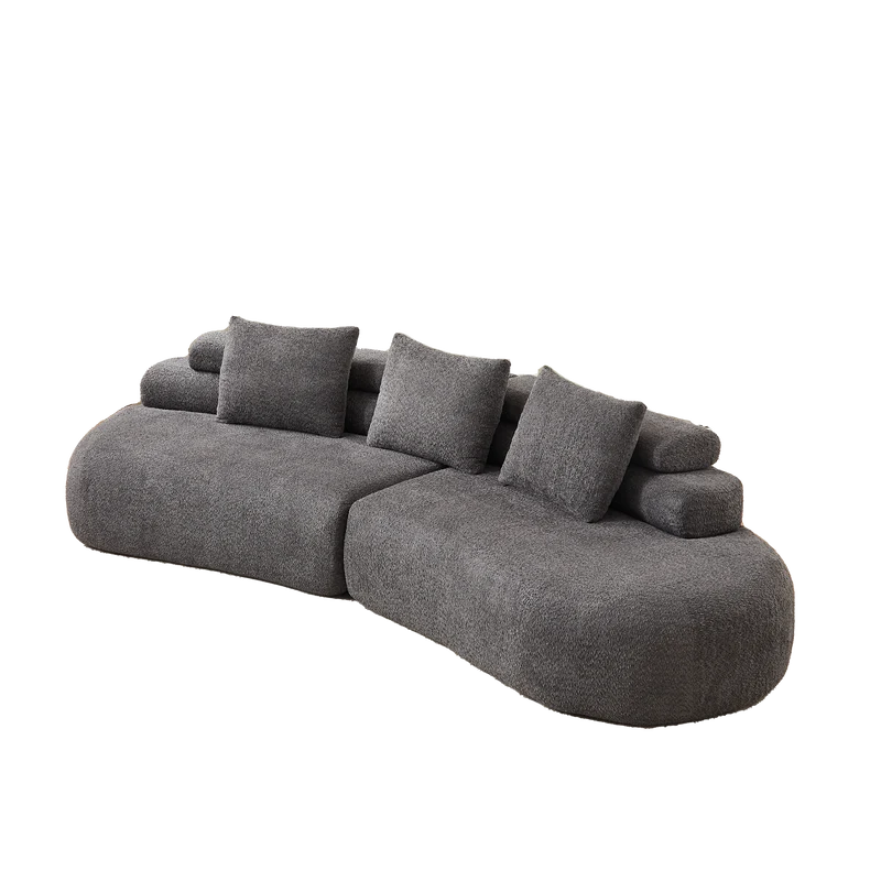 Canapé 3 places en chenille gris anthracite, design arrondi modulable RUSTICWARDROBE
