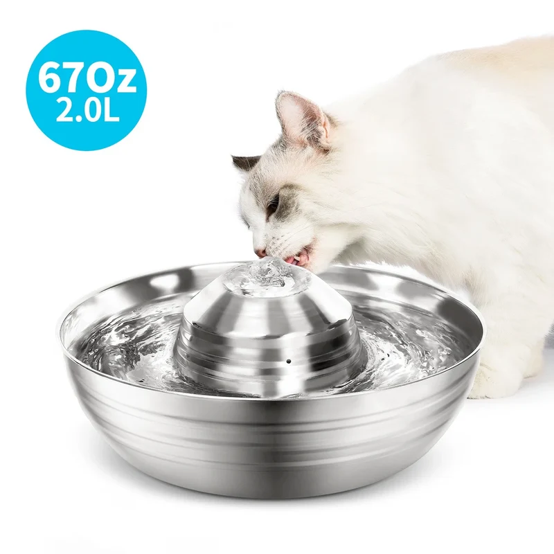 Fontaine à eau design élégante inox "Miaou Steel" – 2L