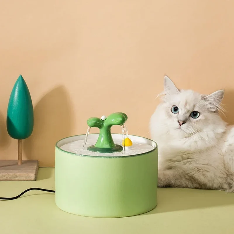 Fontaine à eau chat céramique 1,5L silencieuse "Jardin Calme"