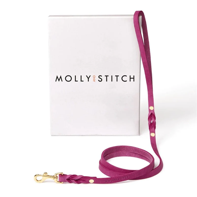 Laisse pour chien de ville ou mains libres en cuir rose - Modèle BUTTER FLAMINGO