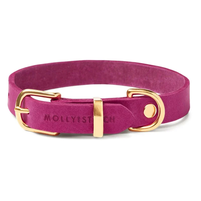 Collier pour chien élégant en cuir rose - Modèle BUTTER FLAMINGO