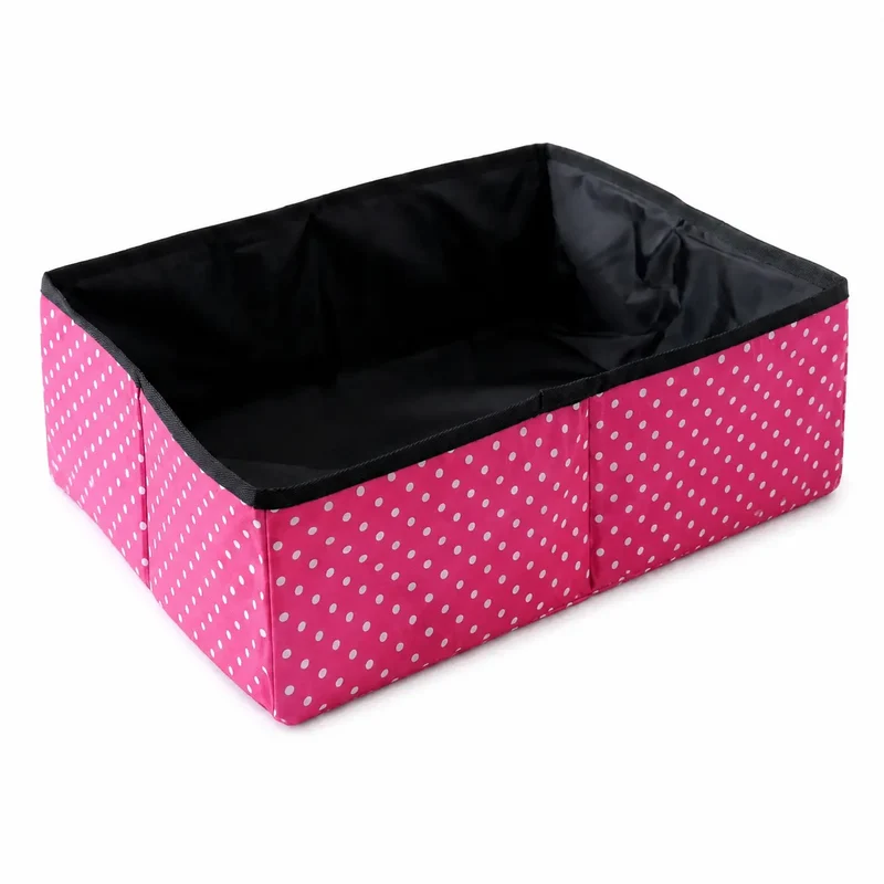 Bac à litière étanche et pliable avec motifs à pois pour chat
