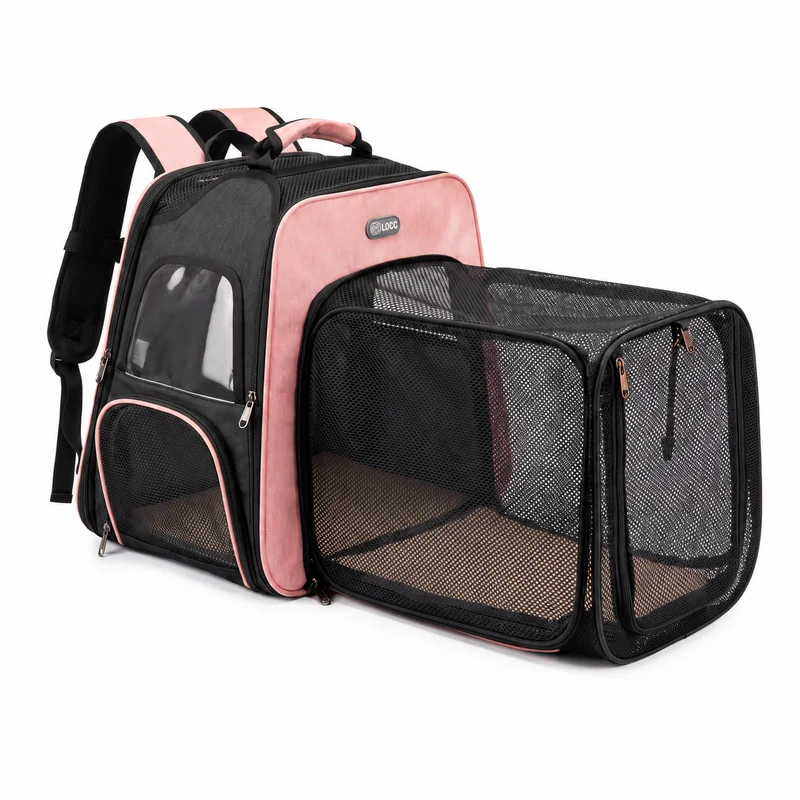 Sac à dos pliable et respirant avec fermeture éclair de sécurité pour chat