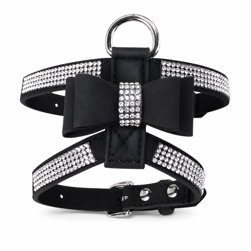 Harnais de poitrine en strass avec nœud de papillon pour chat