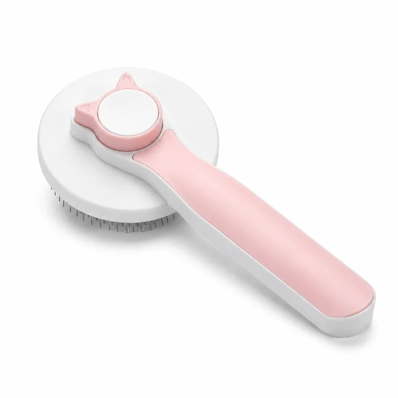 Peigne dépilatoire rond en plastique avec bouton pour chat