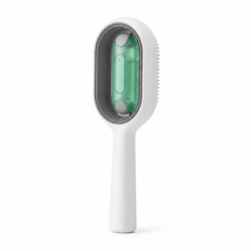 Brosse à poils en plastique avec petit réservoir d'eau et lingettes pour chat