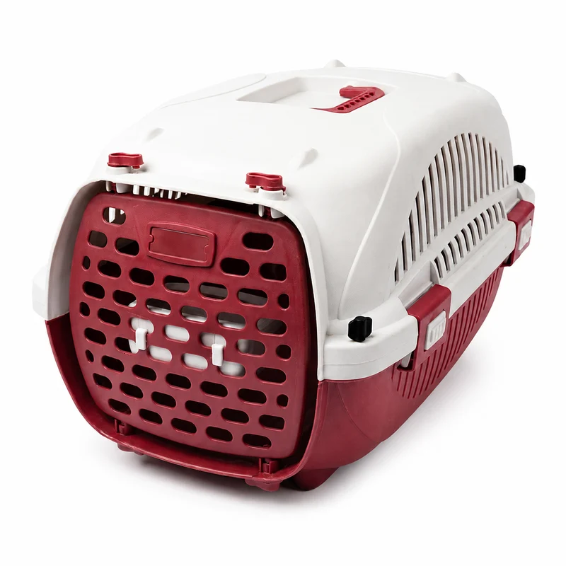 Boite de transport aérée et respirante en plastique avec poignée pour chat