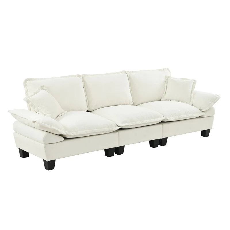 Canapé 3 places en chenille beige, style nuage 263cm SCANDINAVIANGOLDONE