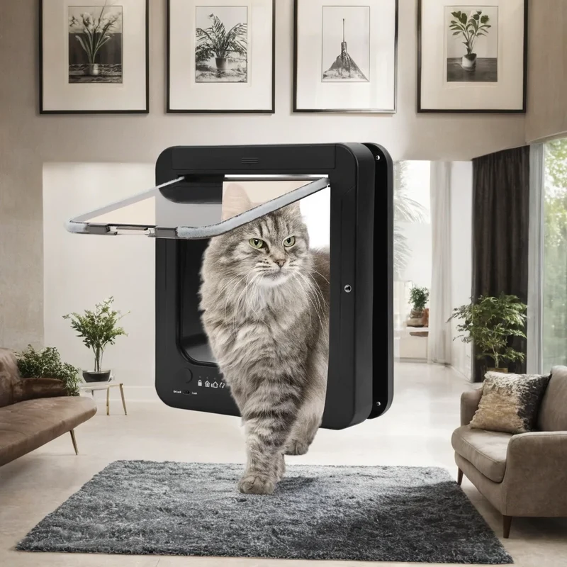 Chatière pour chat "Sérénité Connectée" – Porte RFID intelligente avec contrôle à distance