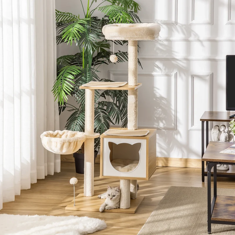 Kratzbaum, Hängematte aus Holz und weich - Modell: "Soft Forest"