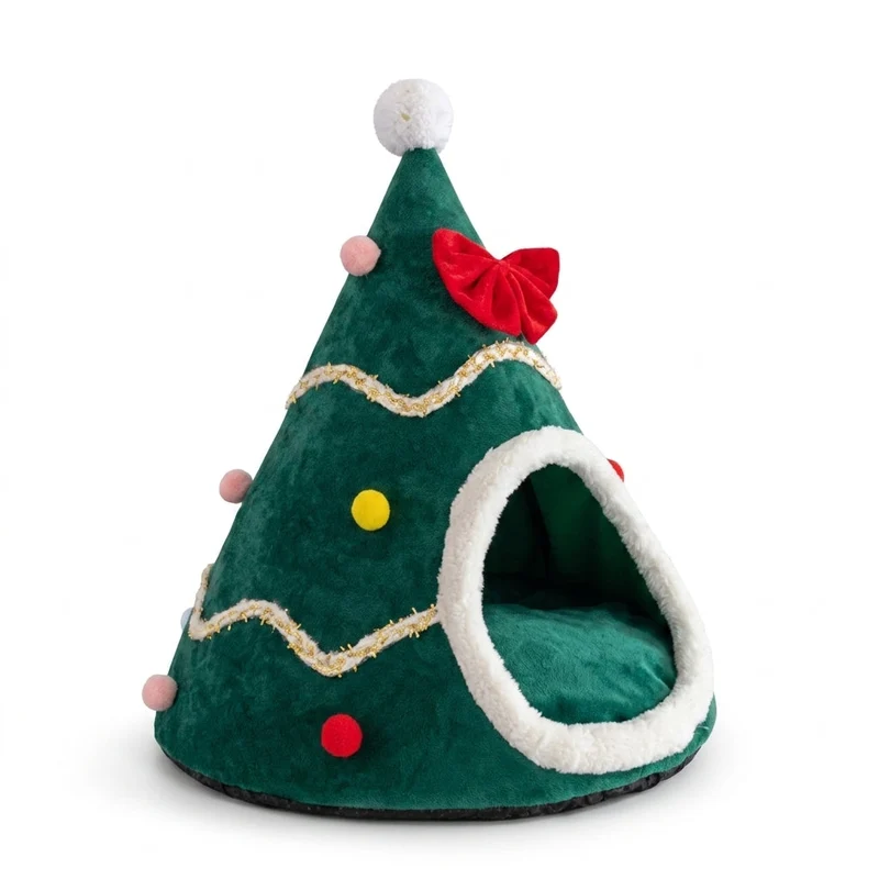 Cabane Pour Chat En Forme De Sapin De Noël