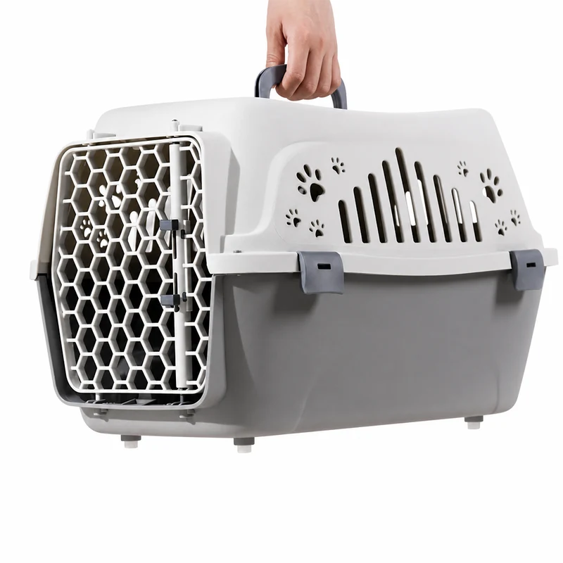 Boîte de transport respirante et durable en plastique pour chat