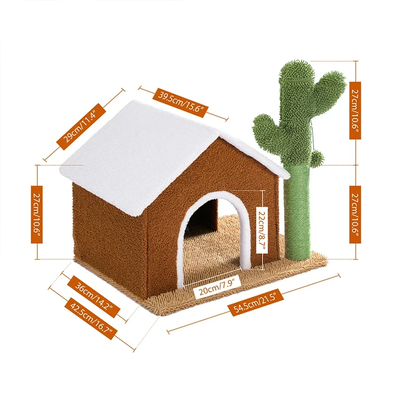 Katzenhaus mit Kratzbaum und Kaktus - Modell: "CactusConfort"