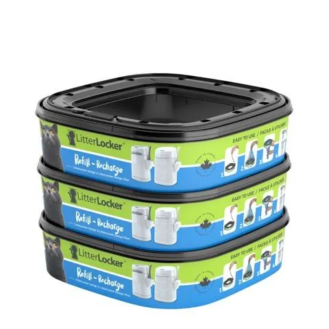 Litter Locker Design Plus Sacs de rechange carré en emballage de 3