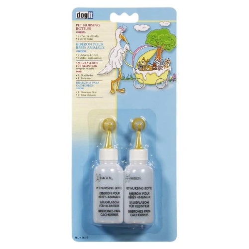Biberons Dogit pour bébés animaux, 2 x 59 ml avec 2 tétines de rechange