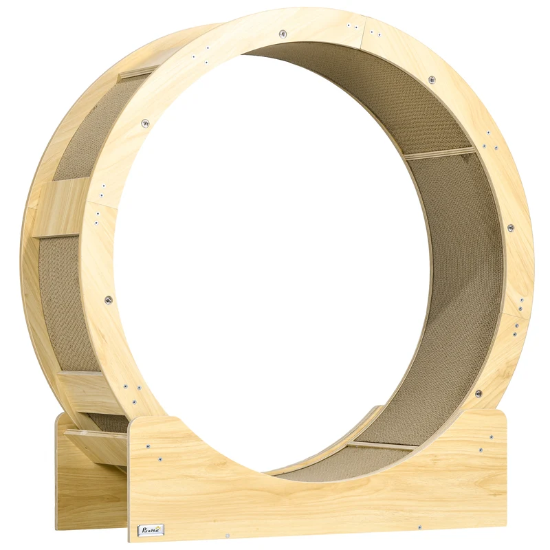 Roue d'exercice pour chat bois de chêne avec frein et griffoir 91cm Duskblossom