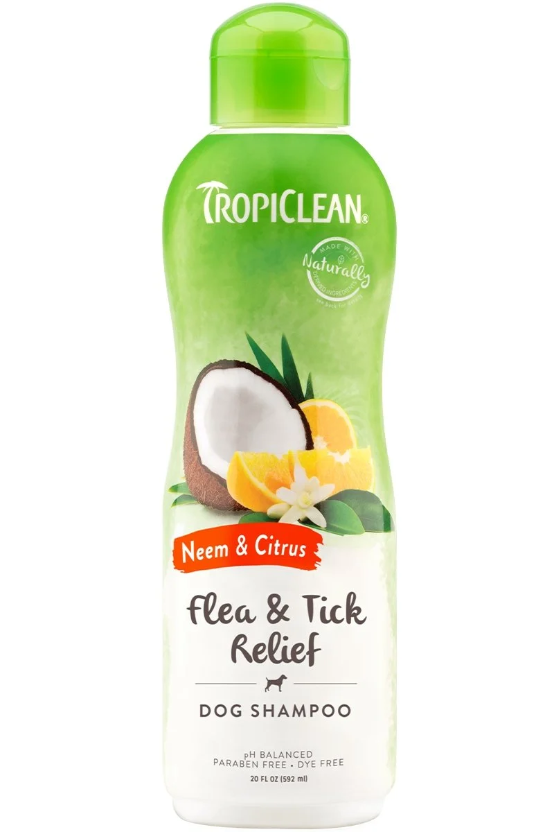Tropiclean Shampoing pour chien - Contrôle des puces et tiques Neem et agrumes 592mL