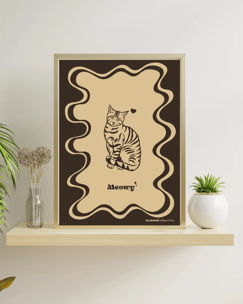 Affiche Chat Européen Tigré A4 – Meowy – BeeBrush (BeePop)