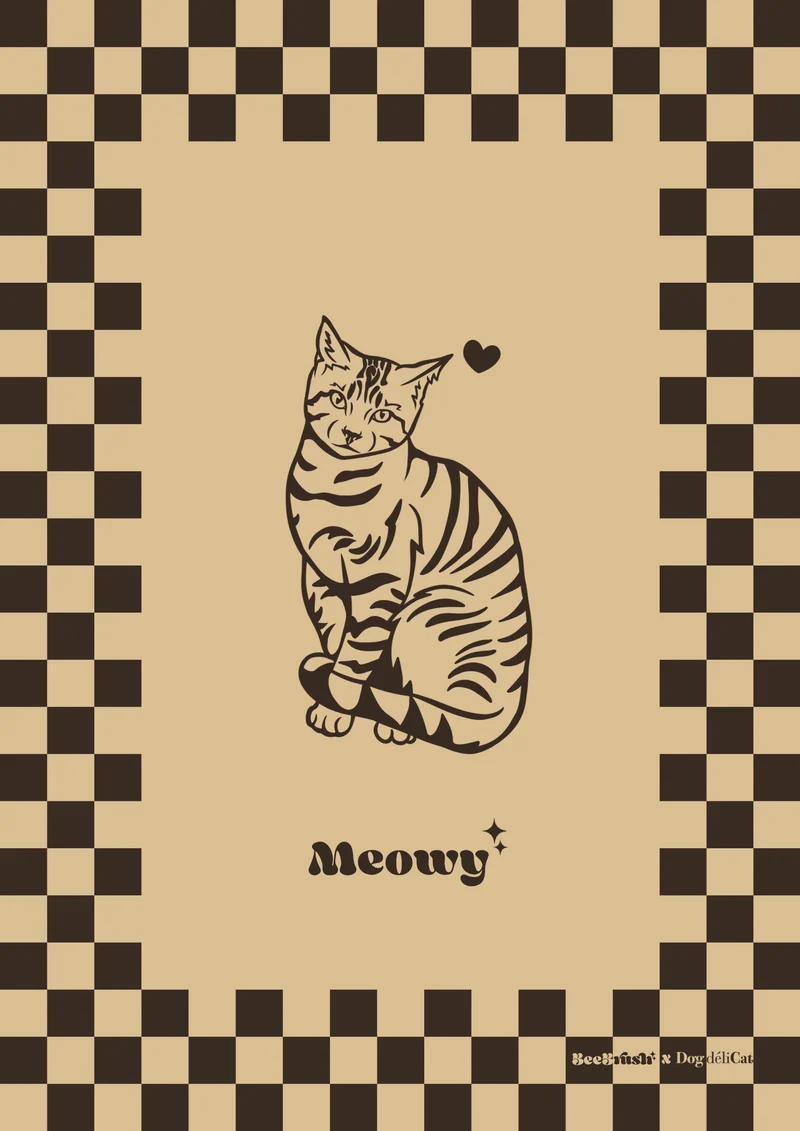 Affiche Chat Européen Tigré A4 – Meowy – BeeBrush (BeePop)