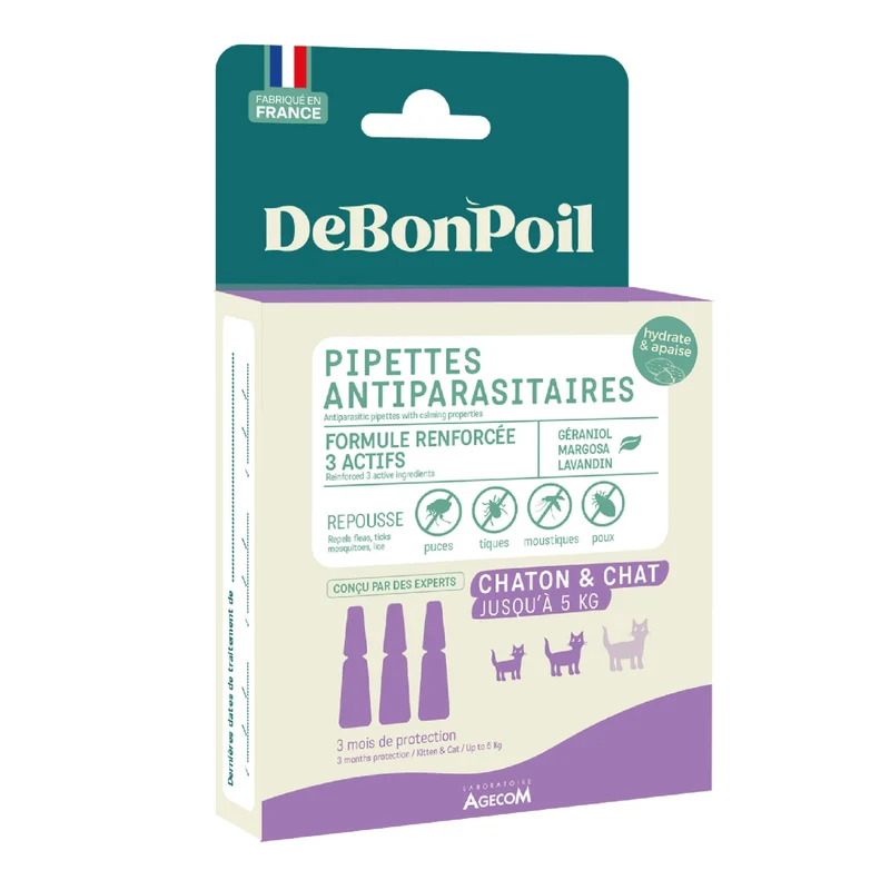 Pipette antiparasitaire naturelle pour chat – 3 mois de protection douce