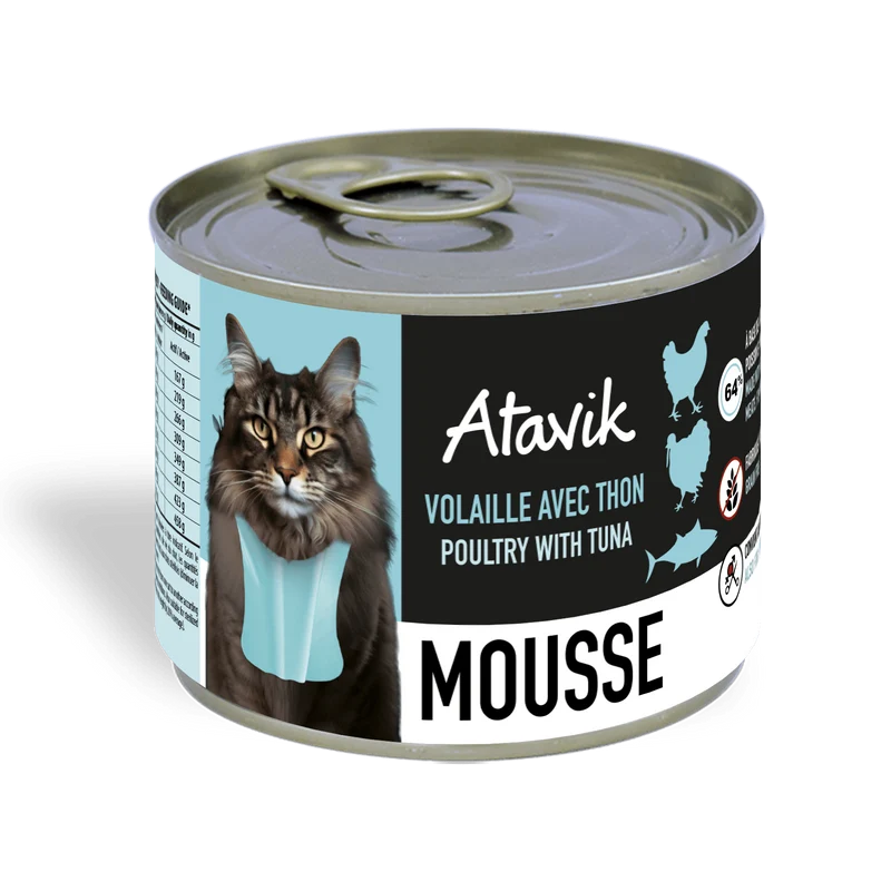 Mousse chat sans céréales – Volaille & thon – Texture aérienne (200g)
