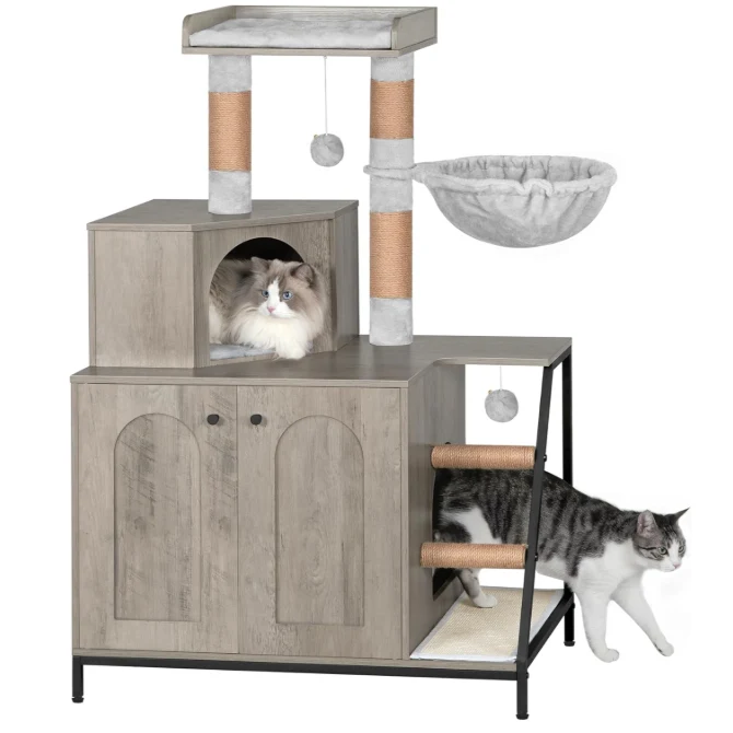 Arbre à chat avec meuble litière intégré 80 cm