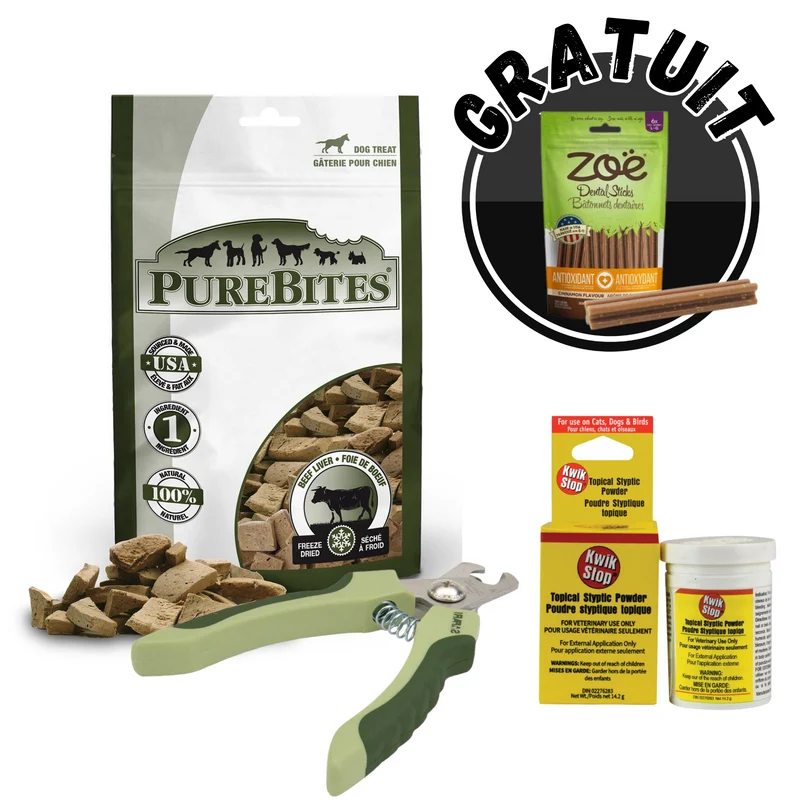 Coupe griffe pour chien de 20 lbs et plus, poudre styptique topique, gâterie + CADEAU