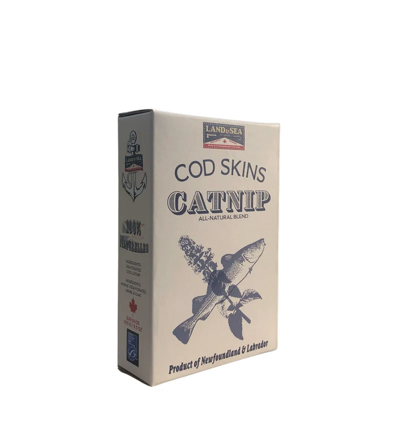 Land & Sea Garniture De Repas Pour Chat, Peaux De Morue Et Herbe à Chat 25gr