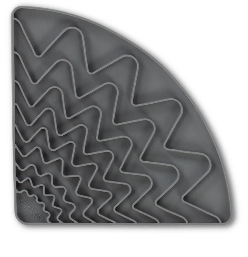 Messy Mutts Tapis D'alimentation En Silicone Triangulaire Avec Ventouses - Gris