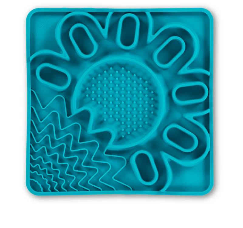 Messy Mutts Tapis D'alimentation En Silicone Multi-surfaces Avec Cadre 10"x10" - Bleu
