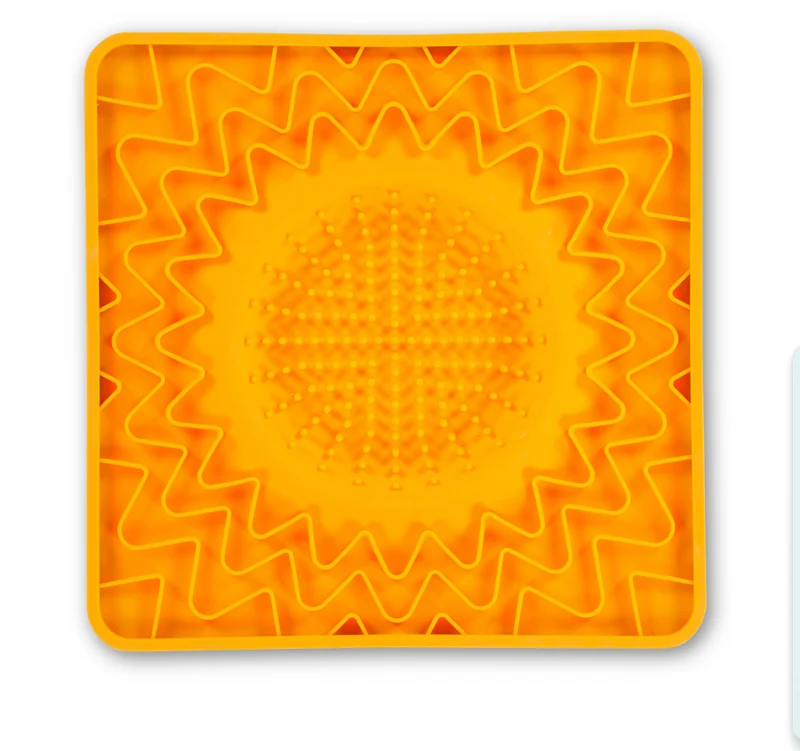 Messy Mutts Tapis D'alimentation En Silicone Avec Cadre Et Bol Intégré 10"x10" - Orange